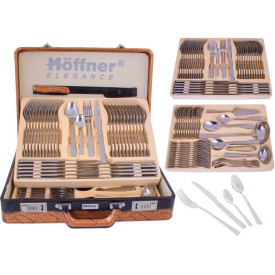 Sztućce w walizce Hoffner HF 2830S 72 elementy zestaw widelce łyżki noże satyna