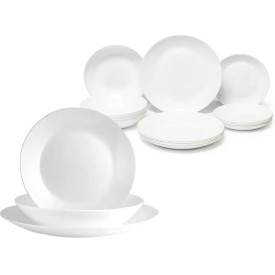 Serwis obiadowy Zelie Arcopal 18 elementów biały talerze dla 6 osób