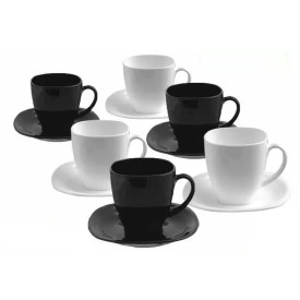 Serwis kawowy Carine Luminarc 12 elementów czarno biały zestaw dla 6 osób