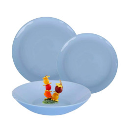 Serwis obiadowy Diwali Luminarc 18 elementów błękitne talerze dla 6 osób
