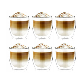 Szklanki termiczne do kawy latte 250 ml zestaw 6 sztuk