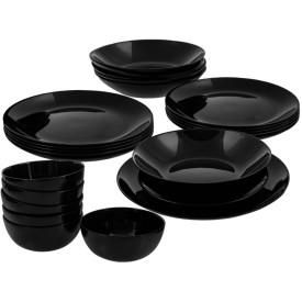 Serwis obiadowy Diwali Luminarc 24 elementy czarne talerze dla 6 osób