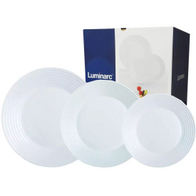 Serwis obiadowy Harena Luminarc 18 elementów białe talerze dla 6 osób