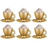 Serwis kawowy na 6 osób Glasmark Roma zestaw 6 złotych filiżanek ze spodkami