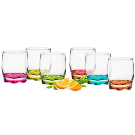 Szklanki do drinków Glasmark kolorowe dno 250 ml zestaw 6 szklanek