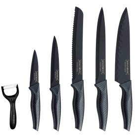 Noże kuchenne Royality Line CB5S z powłoką nieprzywierającą komplet 5 noży z obieraczką
