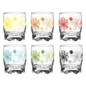 Szklanki niskie Glasmark kolorowe kwiaty 250 ml zestaw 6 szklanek