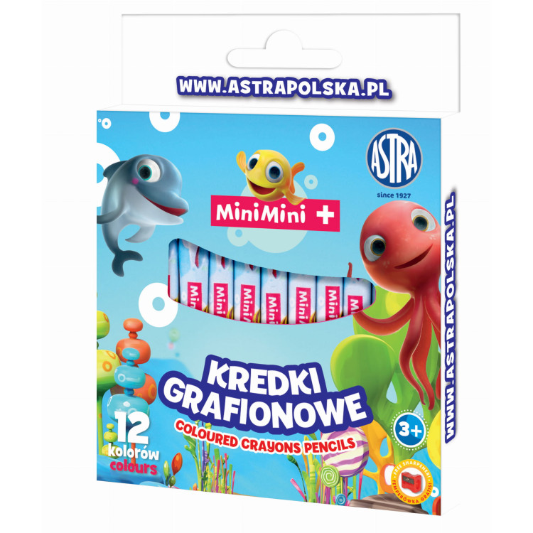 Kredki szkolne grafionowe świecowe 12 kolorów - Mini Mini