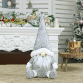 Mikołaj skrzat krasnal świąteczny na Boże Narodzenie 31 cm pluszowy siedzący szary