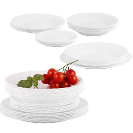 Serwis obiadowy Bormioli Prima 18 elementów biały talerze dla 6 osób