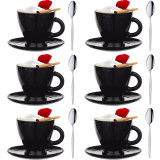 Serwis kawowy na 6 osób Glasmark Roma zestaw 6 czarnych filiżanek ze spodkami + łyżeczki