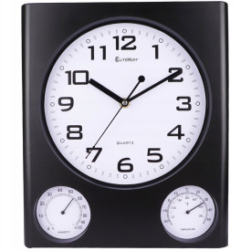 Zegar ścienny czarny E 6750 Elitehoff cichy nowoczesny 25cm