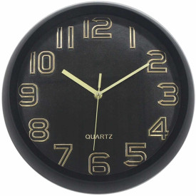 Zegar ścienny okrągły czarny E 6722 Elitehoff cichy nowoczesny 30cm