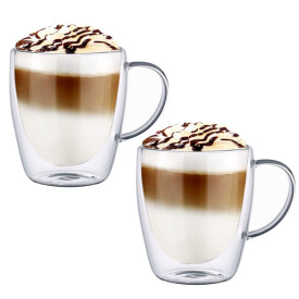 Szklanki termiczne z uchem Renza 350 ml do kawy latte komplet 2 szt MGHOME