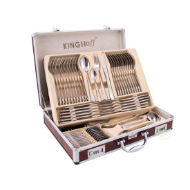 Sztućce w walizce KingHoff KH 3553 72 elementy zestaw widelce łyżki noże satyna
