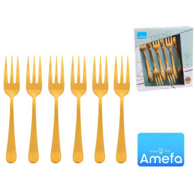 Widelczyki deserowe Amefa 1410 Trend 6 sztuk komplet dla 6 osób złoto