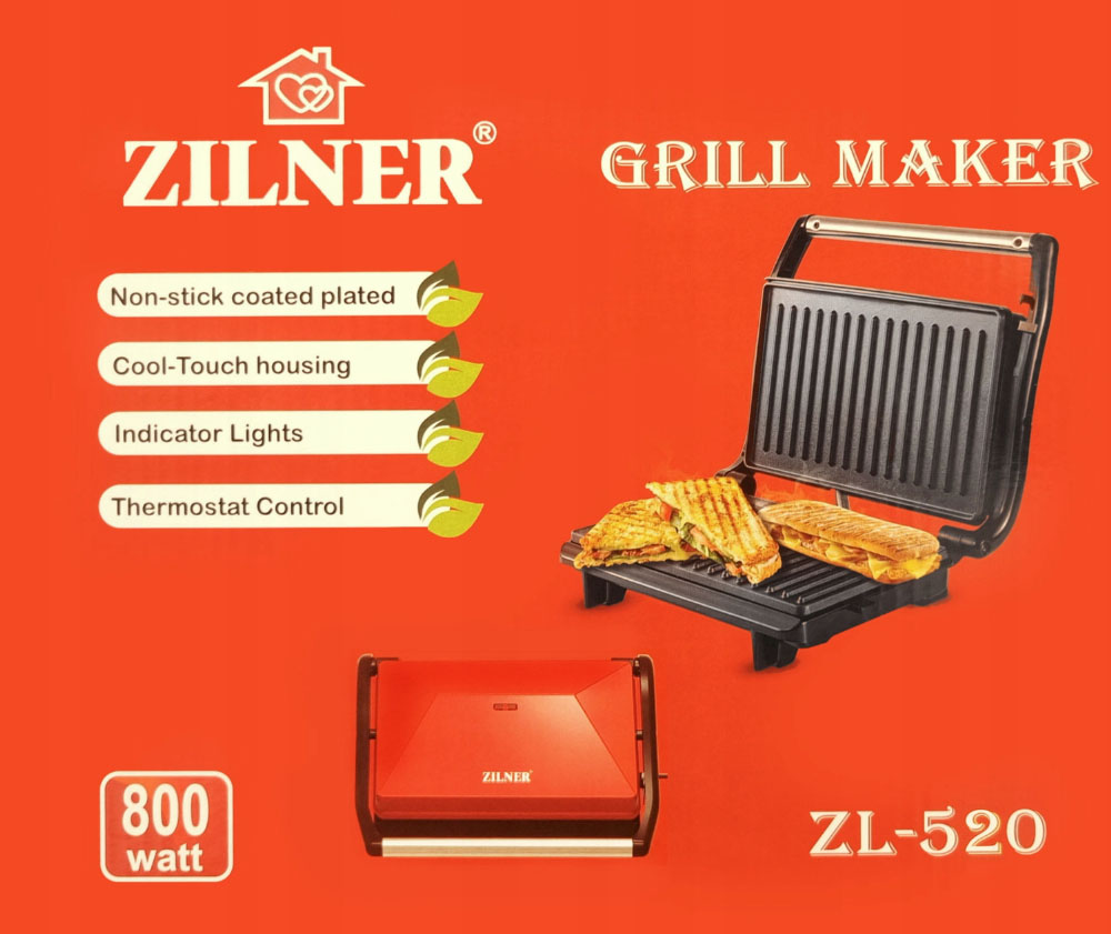 grill elektryczny zillner 520 czerwony opiekacz