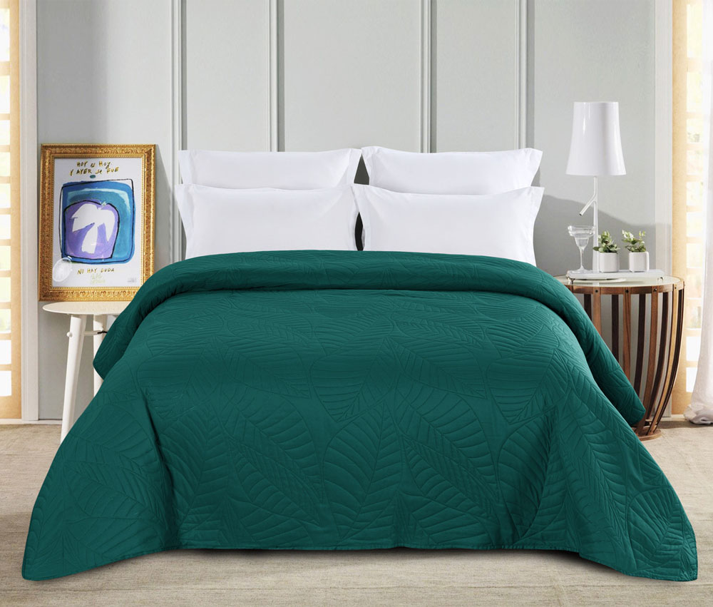 narzuta na łóżko ciemno zielona 220x200