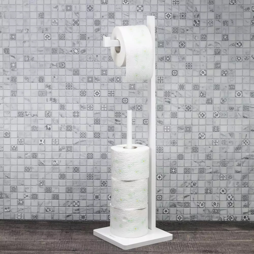 stojak biały na papier toaletowy