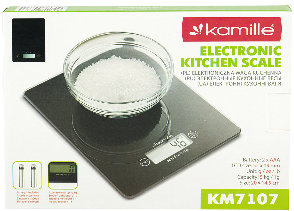 Waga kuchenna elektroniczna szklana z wyświetlaczem LCD KM 7107 Kamille