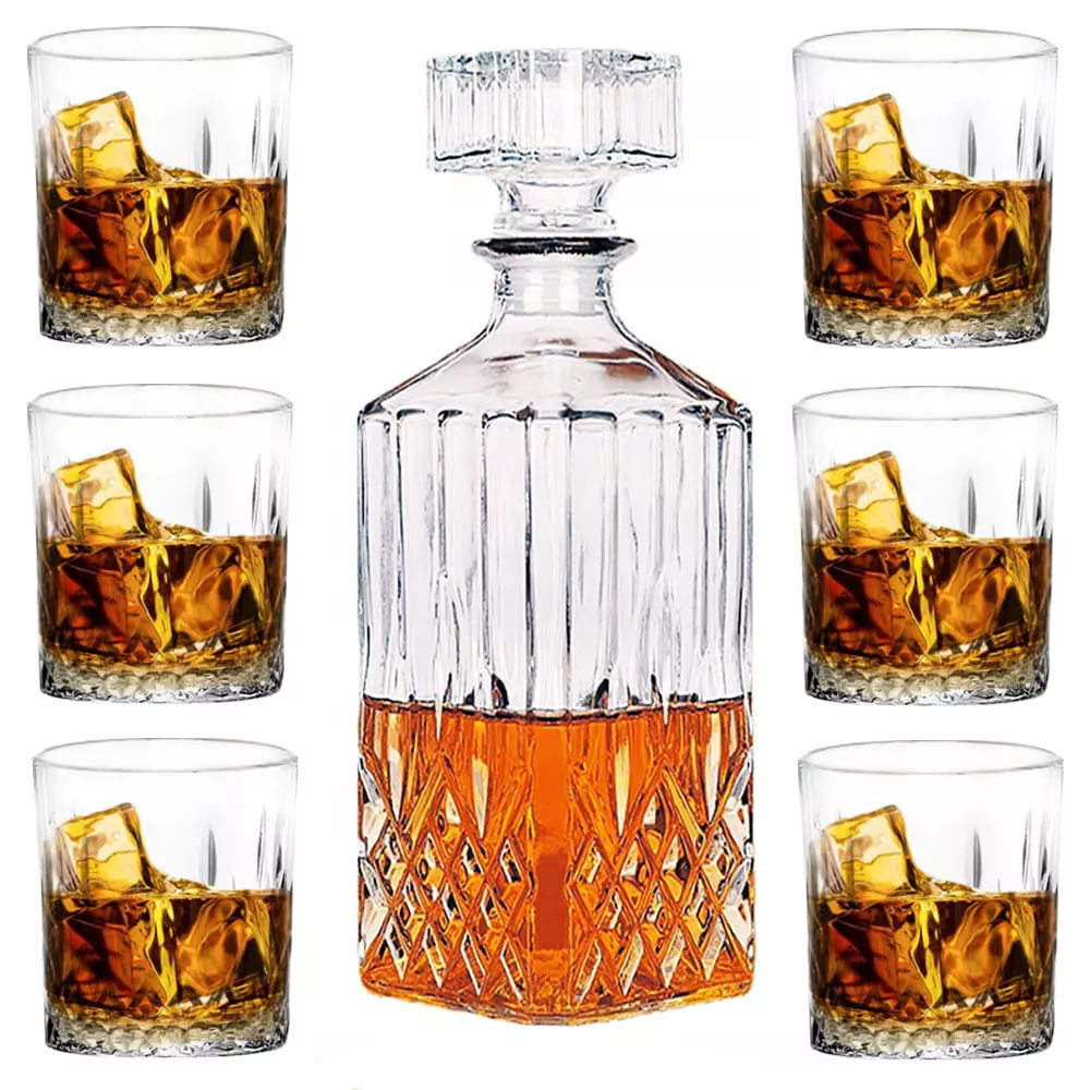 Zestaw do whisky karafka szklana 850 ml + 6 niskich szklanek 280 ml