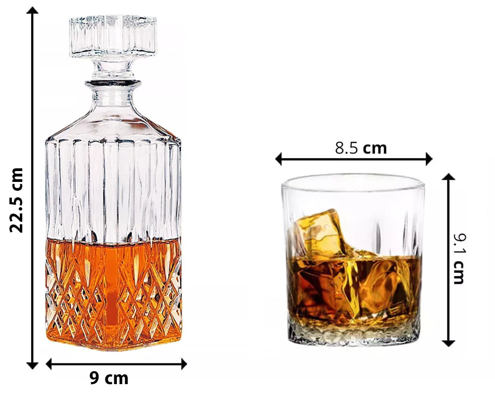 Zestaw do whisky karafka szklana 850 ml + 6 niskich szklanek 280 ml