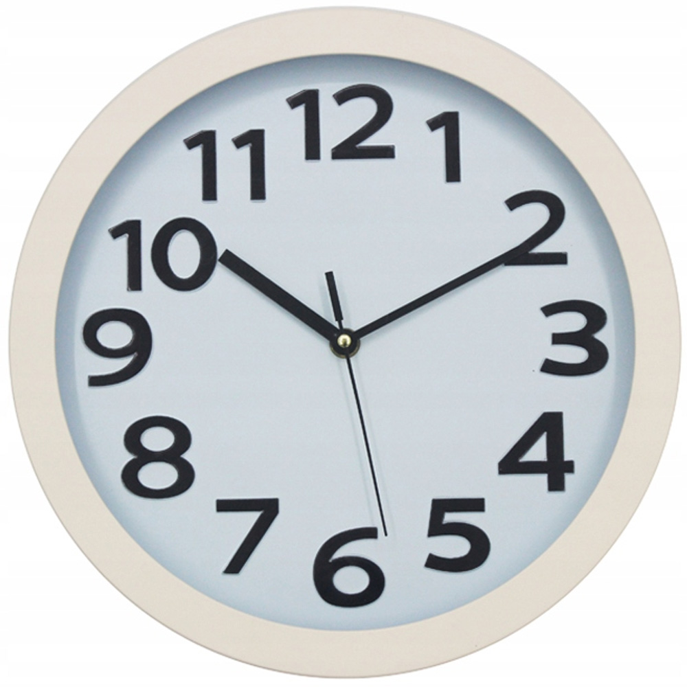 Zegar ścienny okrągły kremowy E 6717 Elitehoff cichy nowoczesny 30cm