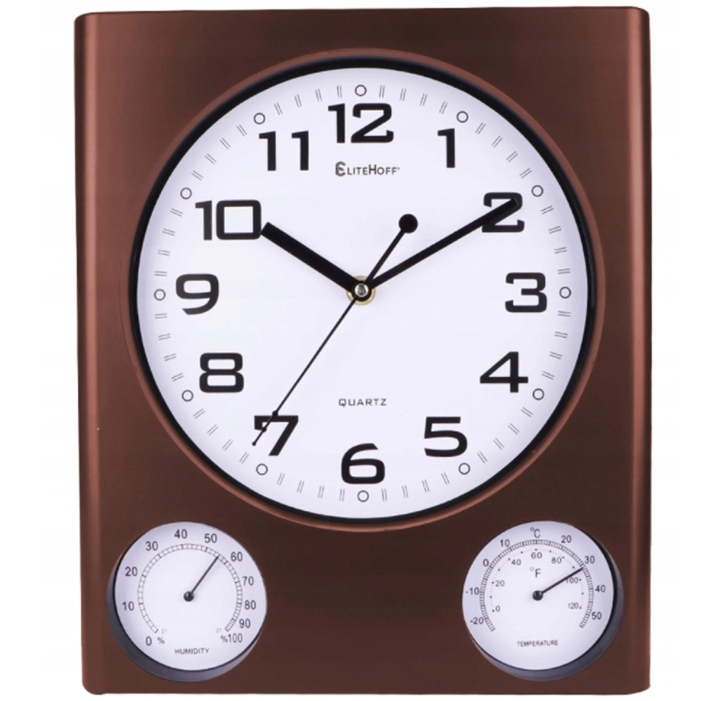 Zegar ścienny kwadrat miedziany E 6751 Elitehoff cichy nowoczesny 25cm