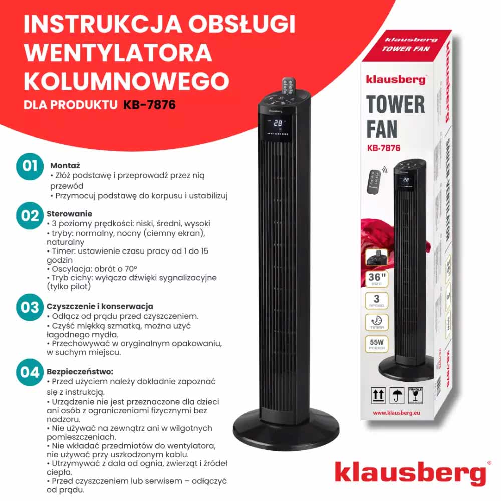 wentylator stojący z pilotem