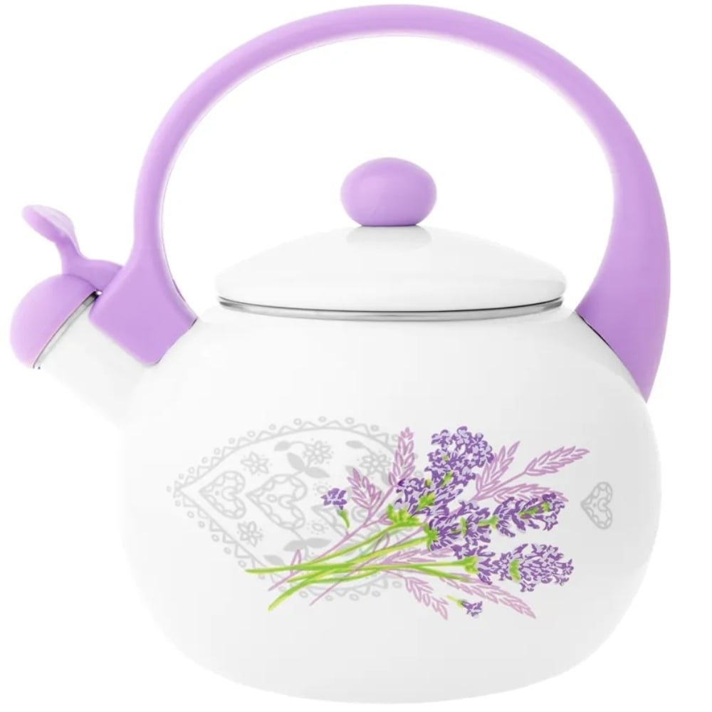 Czajnik tradycyjny z gwizdkiem emaliowany 2.2 L czarny w kwiatki Tragar