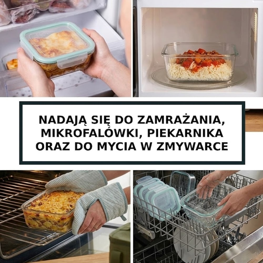 Zestaw 4 pojemników szklanych
