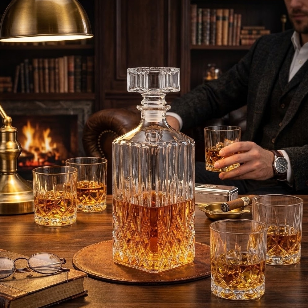 Zestaw do whisky karafka szklana 850 ml + 6 niskich szklanek 280 ml