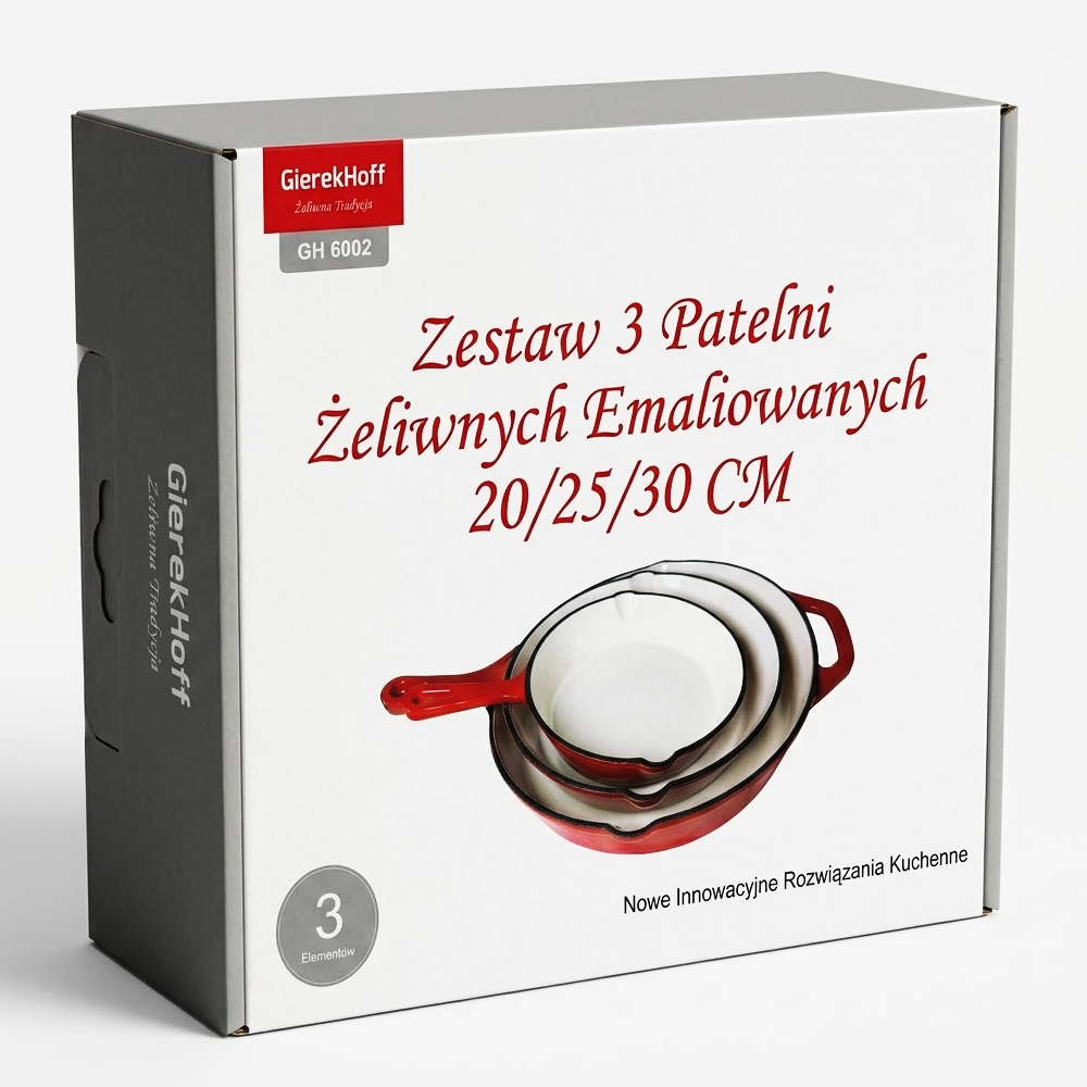 patelnie pakowane w pudełko