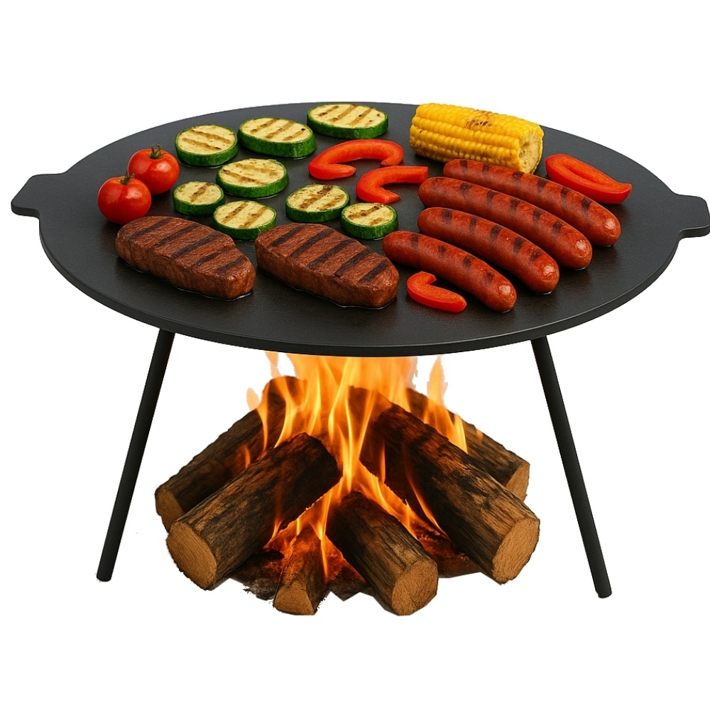 Duża płyta żeliwna okrągła 45cm ruszt na grill ognisko patelnia wok żeliwny