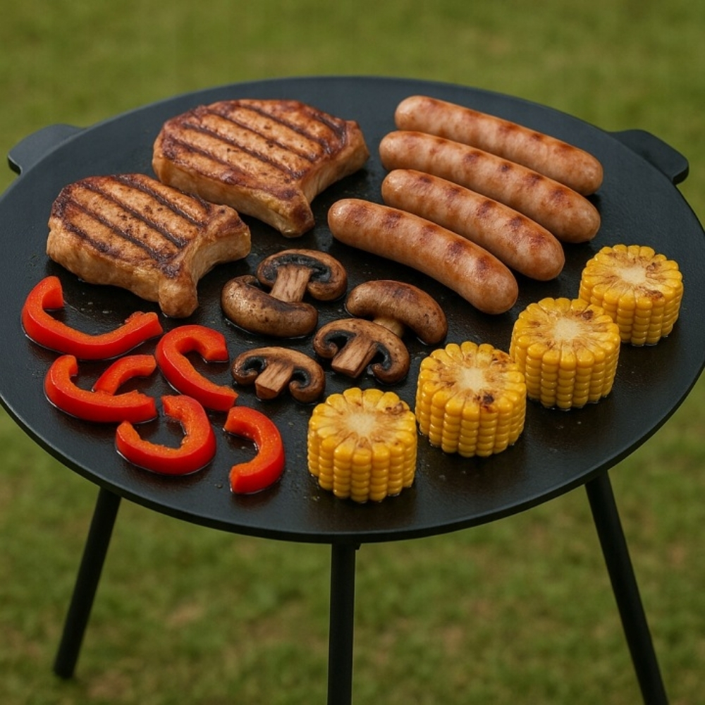Duża płyta żeliwna okrągła 45cm ruszt na grill ognisko patelnia wok żeliwny