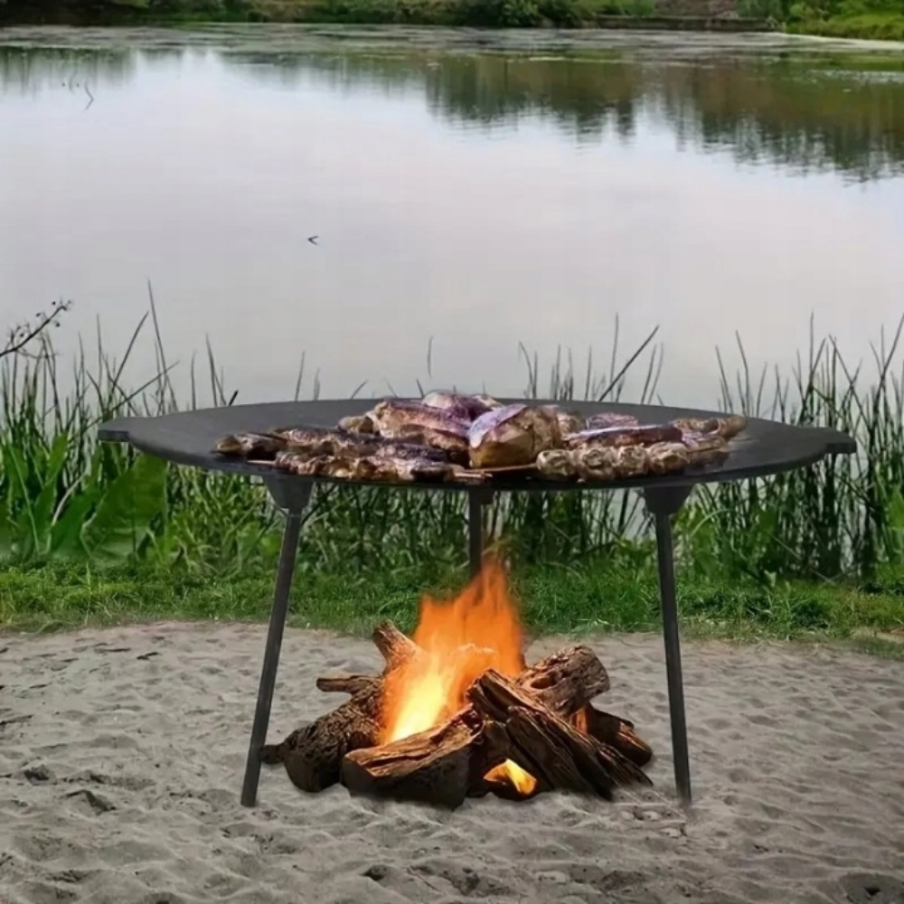 Duża płyta żeliwna okrągła 45cm ruszt na grill ognisko patelnia wok żeliwny