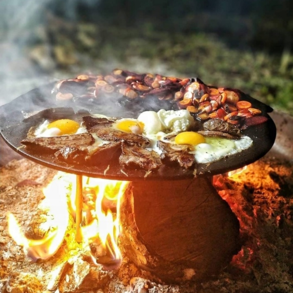 Duża płyta żeliwna okrągła 45cm ruszt na grill ognisko patelnia wok żeliwny