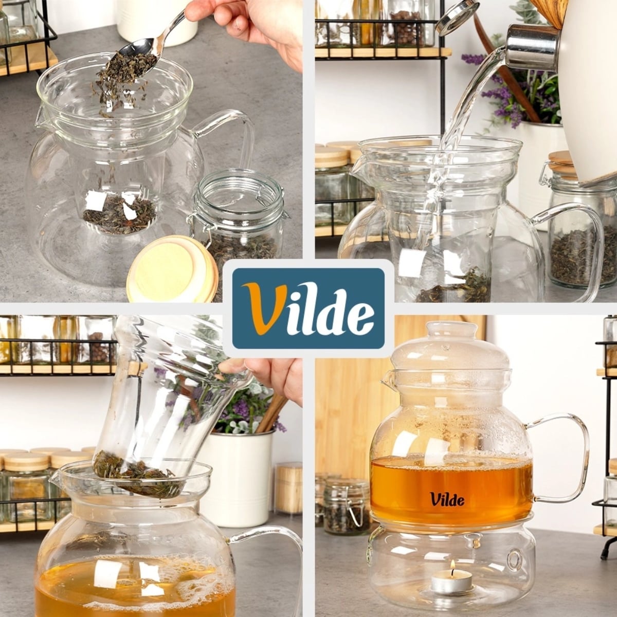 Dzbanek z zaparzaczem do herbaty i naparów ziołowych z pokrywką 1500 ml Vilde