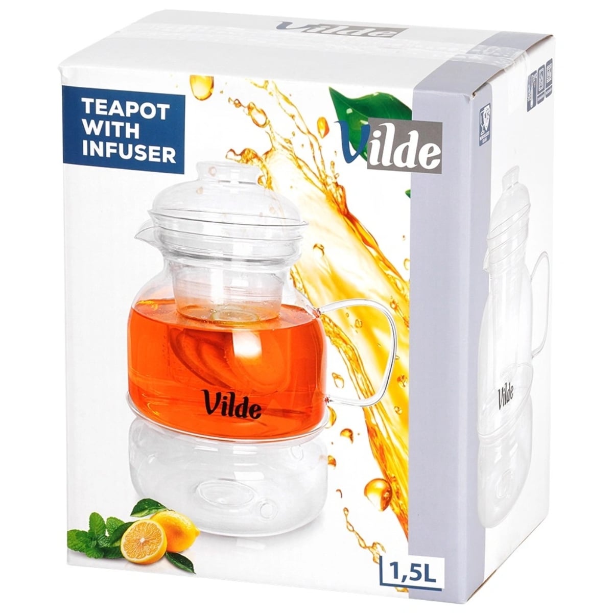 Dzbanek z zaparzaczem do herbaty i naparów ziołowych z pokrywką 1500 ml Vilde