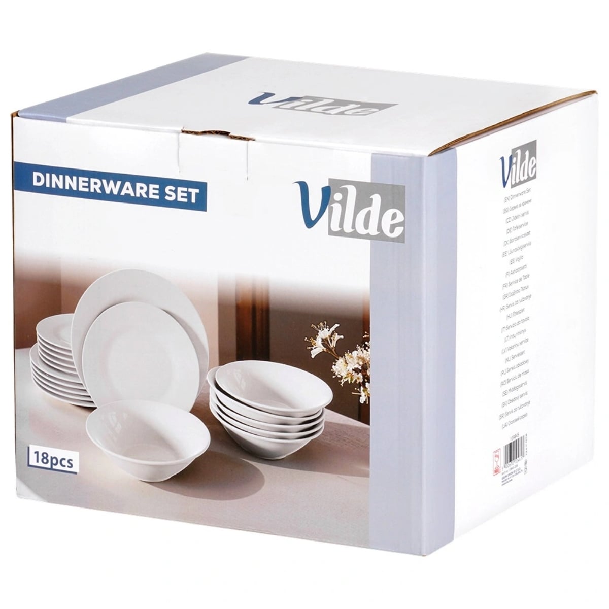 Serwis obiadowy 18 elementów zestaw talerzy z miskami dla 6 osób w kolorze klasycznej bieli