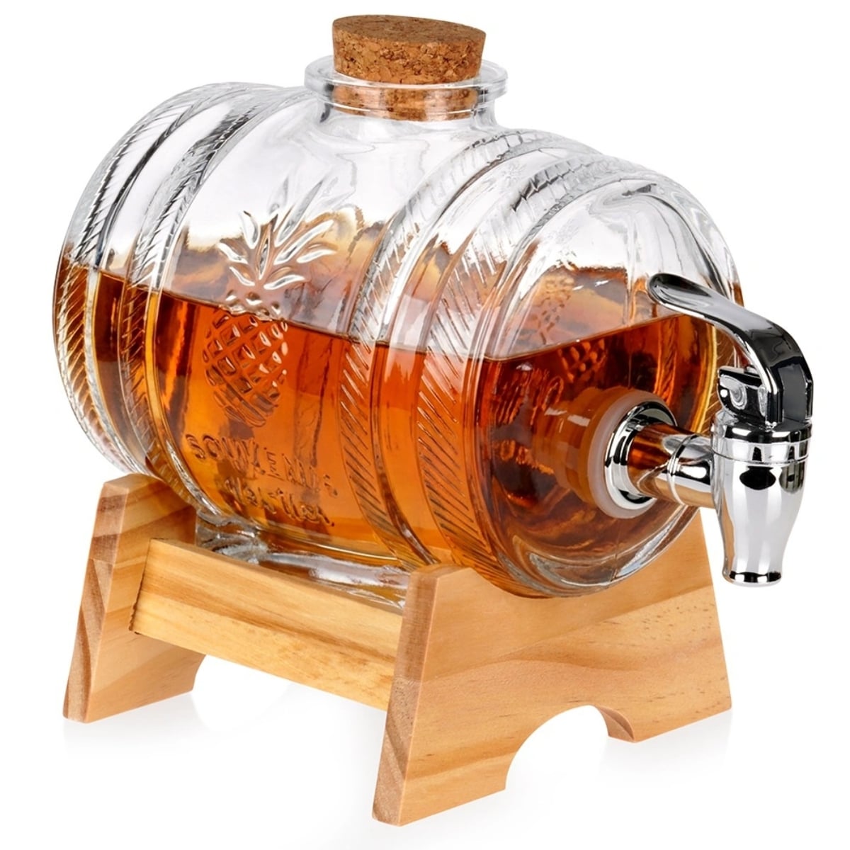 Beczka szklana słój z kranikiem 1 L ze stojakiem do whisky lemoniady napojów wody Vilde
