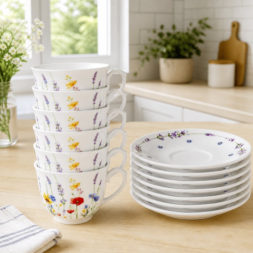 Serwis kawowy porcelanowy filiżanki ze spodkiem do kawy i herbaty 250 ml SOLEY ODELO OD2969 Delhi