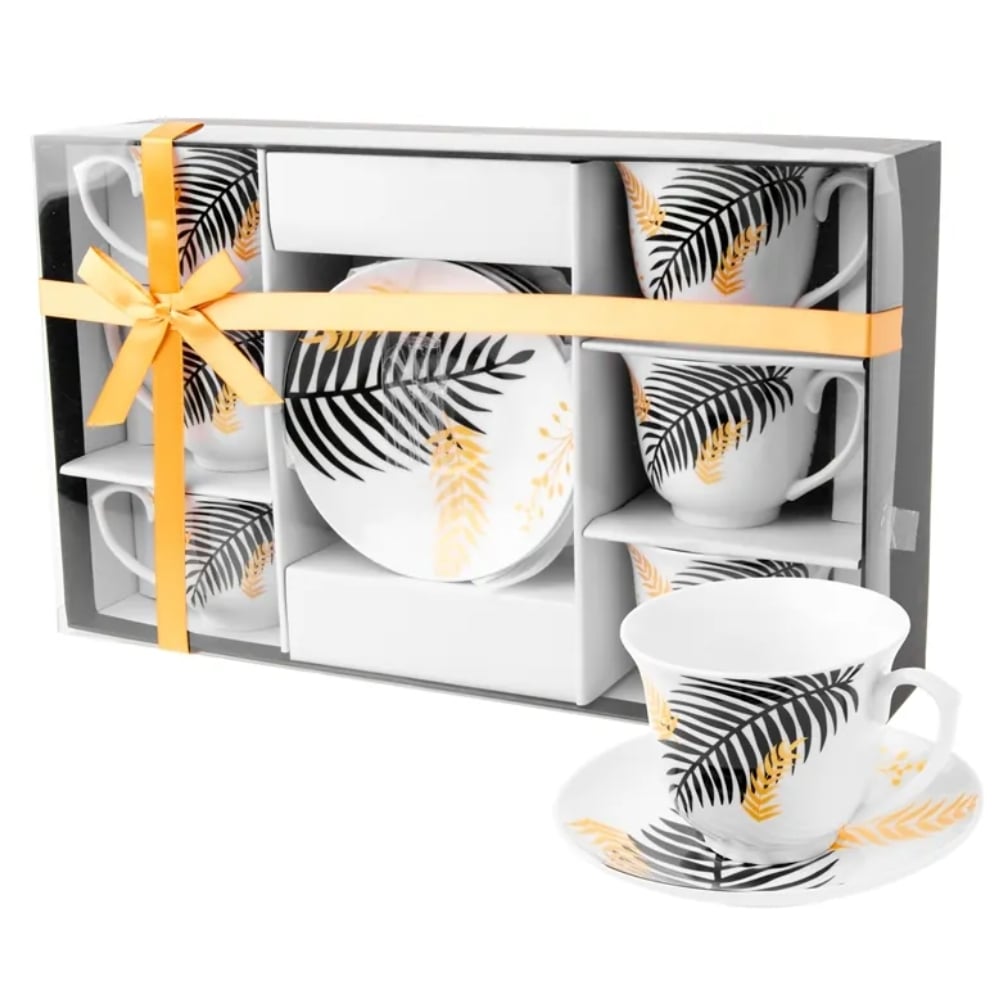 Serwis kawowy porcelanowy filiżanki ze spodkiem do kawy i herbaty 250 ml ELOVEN ODELO OD2971 Delhi