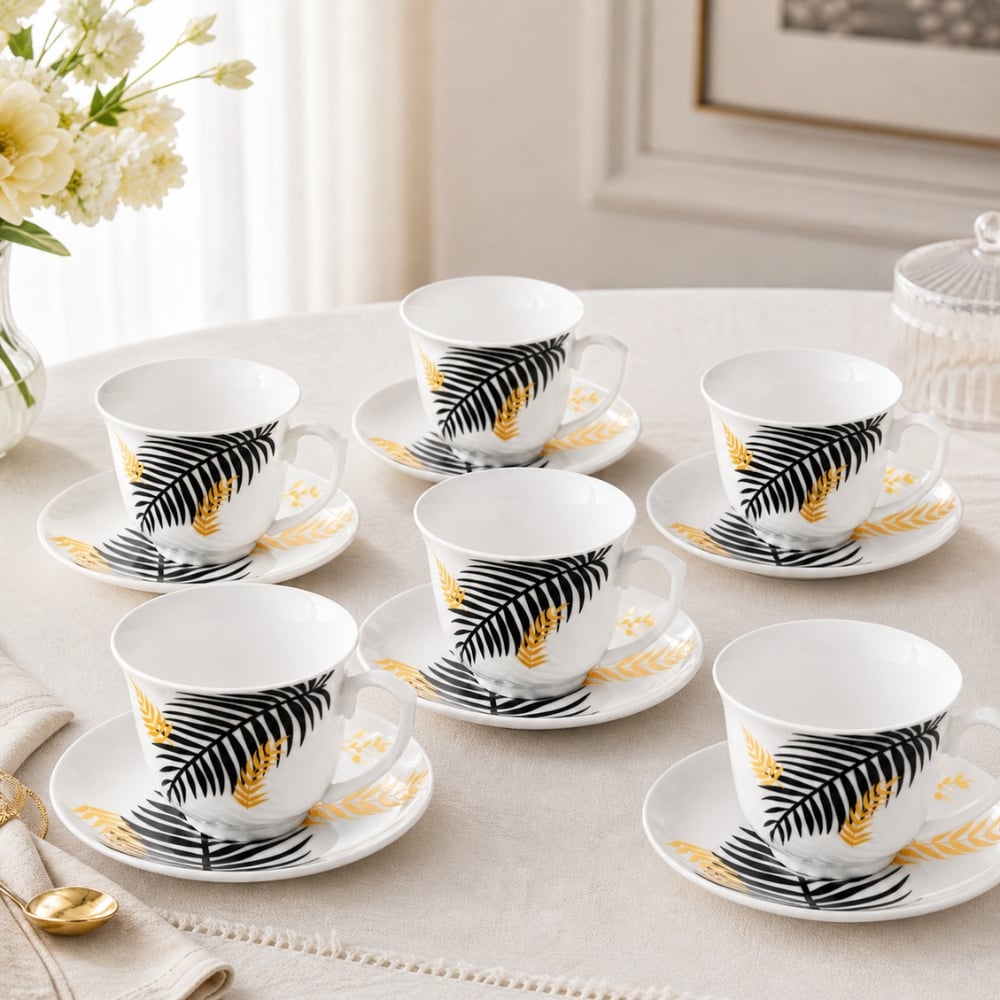 Serwis kawowy porcelanowy filiżanki ze spodkiem do kawy i herbaty 250 ml ELOVEN ODELO OD2971 Delhi