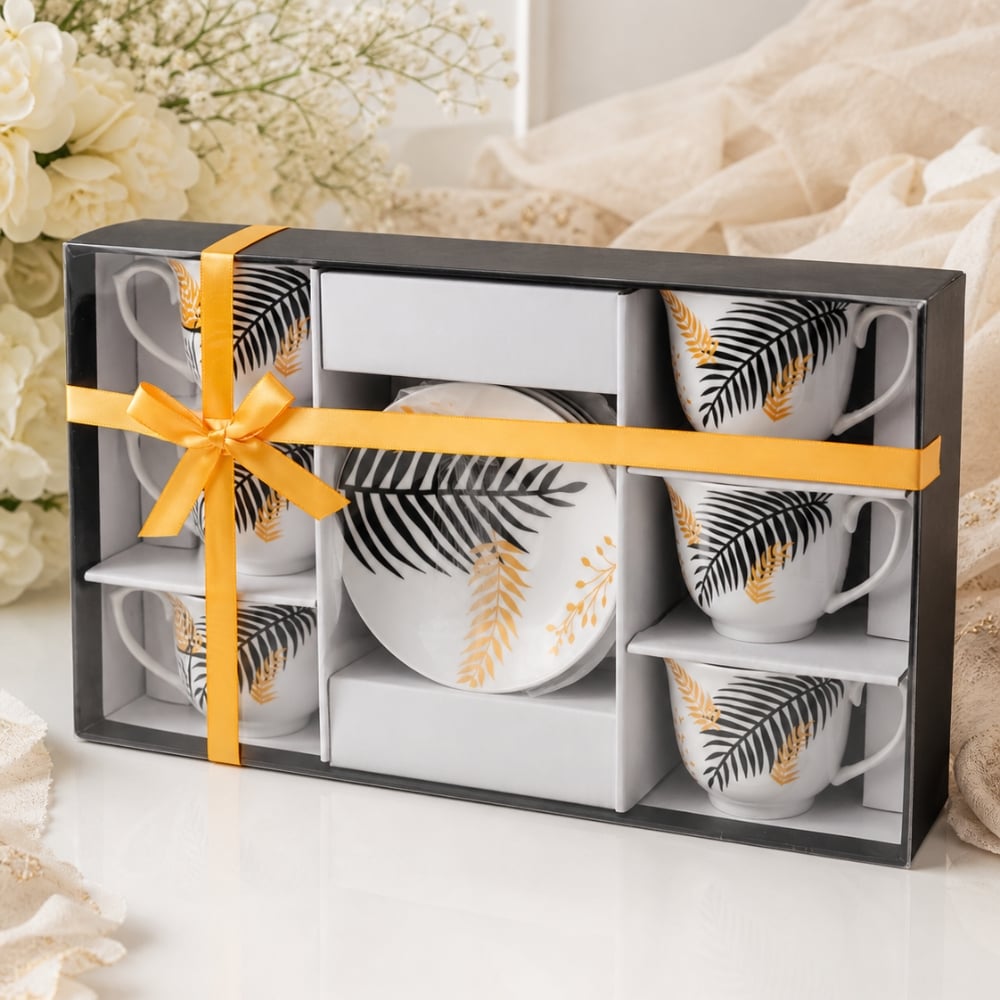 Serwis kawowy porcelanowy filiżanki ze spodkiem do kawy i herbaty 250 ml ELOVEN ODELO OD2971 Delhi