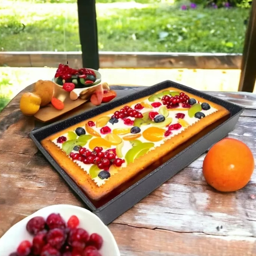 Blacha prostokątna forma do pieczenia 39,5x23,5 cm z stali węglowej i powłoki nieprzywierającej Tragar