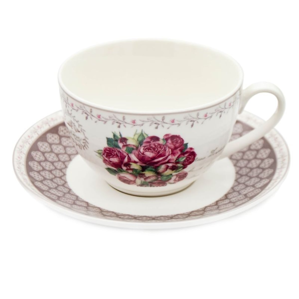 Serwis kawowy z porcelany w kompozycje kwiatowe filiżanki 270 ml ze spodkami do kawy herbaty na 6 osób Tragar