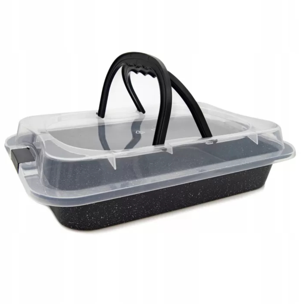 Blacha prostokątna z pokrywką 36x25cm non-stick brytfanna marmurowa forma do pieczenia Meyerhoff