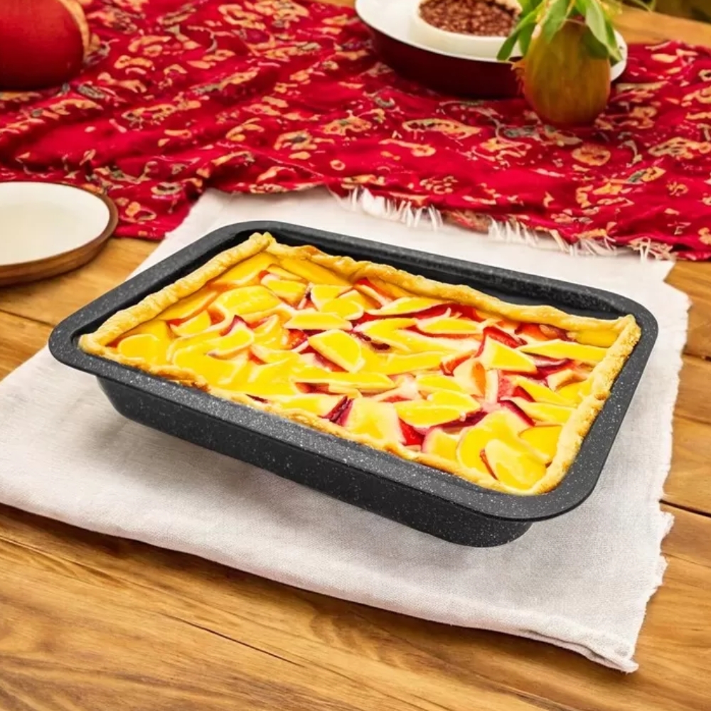 Blacha prostokątna z pokrywką 36x25cm non-stick brytfanna marmurowa forma do pieczenia Meyerhoff