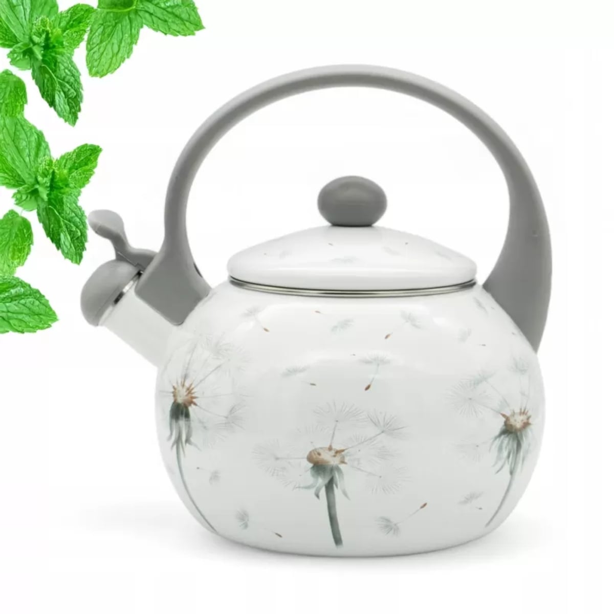 Czajnik tradycyjny z gwizdkiem emaliowany 2.2 L biały folk Tragar